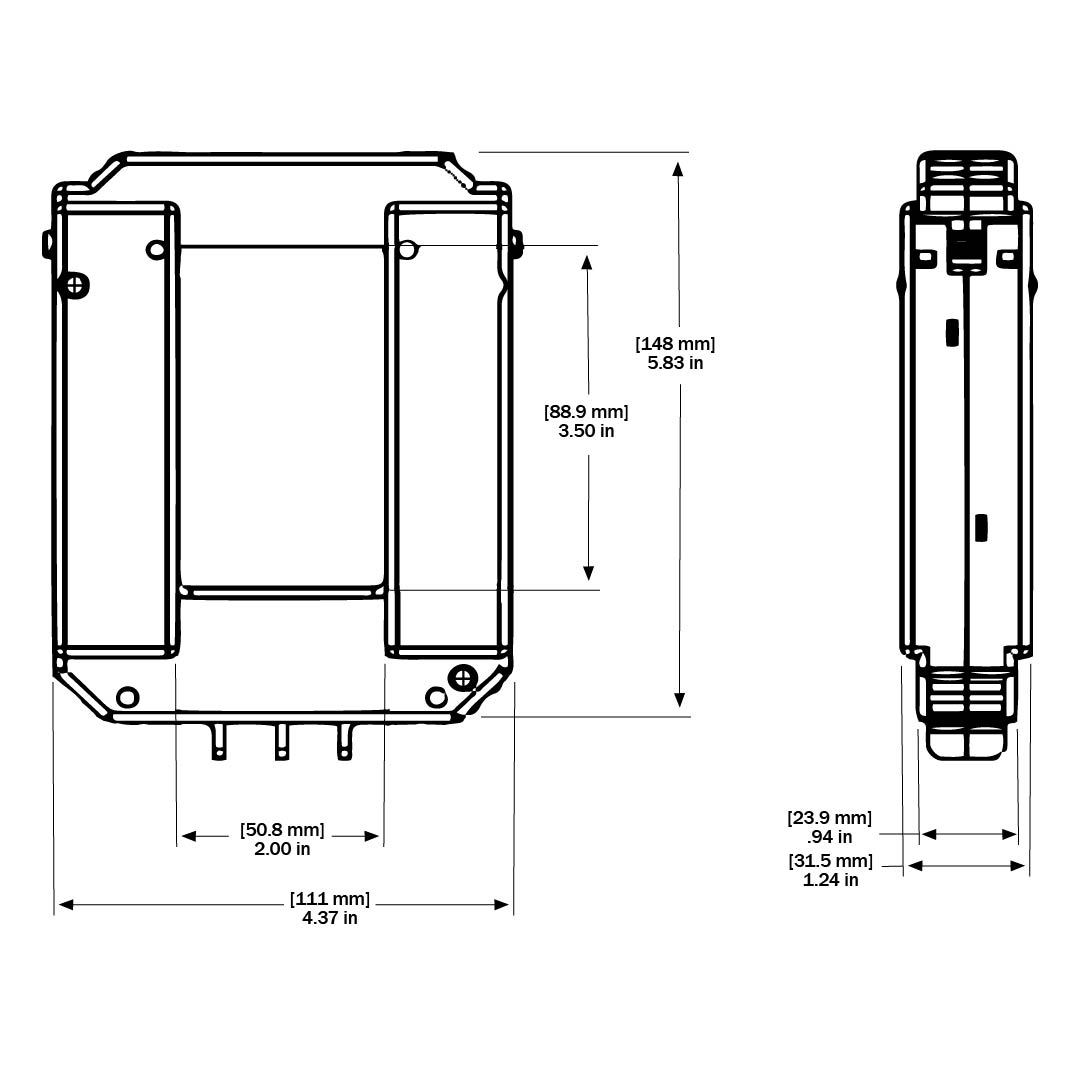 Dimensional diagram, Byram BL-5 series split-core current transformer