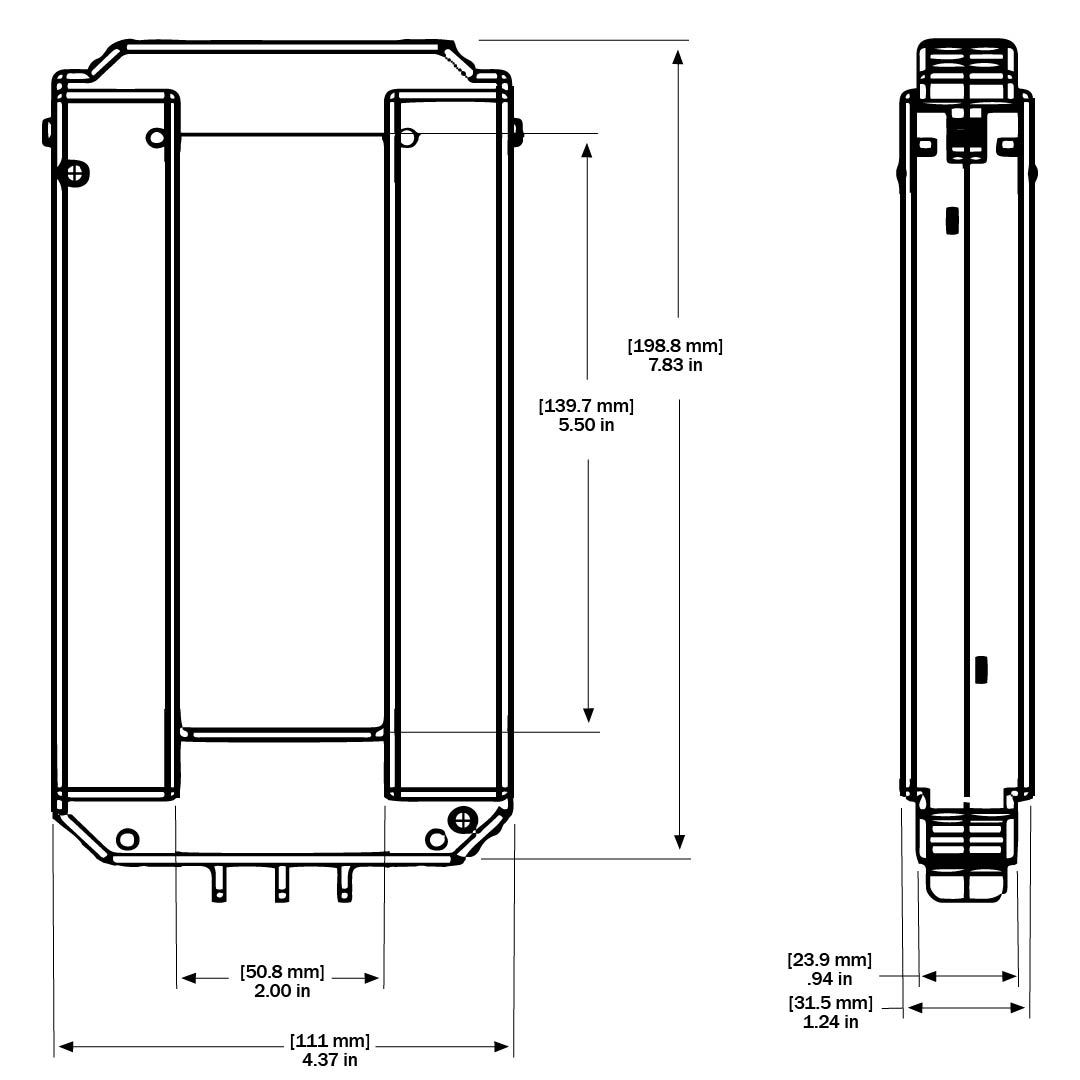 Dimensional diagram, Byram BL-6 series split-core current transformer